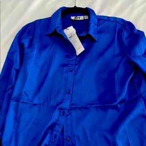Vibrant Blue Button-Up Shirt